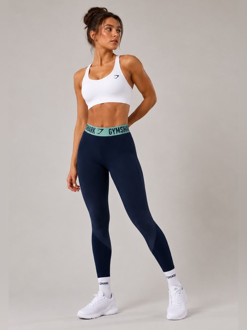 Gymshark Women’s Navy Blue High-Waisted Logo Leggings